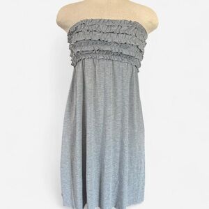 Xhilaration Gray Strapless Tube Top Dress Ruffle Details Smock Back Womens Small